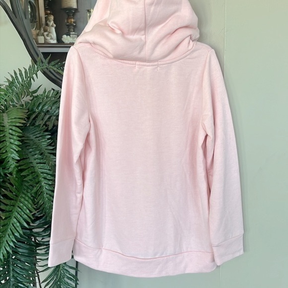 Brand New Btween Pink Pullover Furry Hooded Sweatshirt Sequined Snowflake Winter - Picture 11 of 15